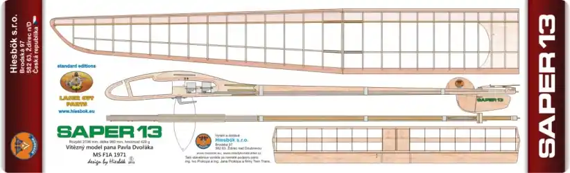 Velmi žádaný produkt | SAPER 13 model kat. A1, rozpětí 2240mm , Hiesb.