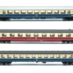 Profesionální kvalita - H0 - 3 rychlíkové vozy EC "Erasmus" 3, DB / ROCO 74036