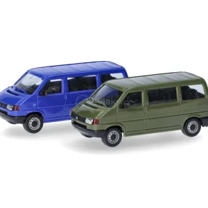 Akce končí brzy - H0 - Mini kit 2 x dodávka VW T4 Bus, zelený + modrý / Herpa 012805-002