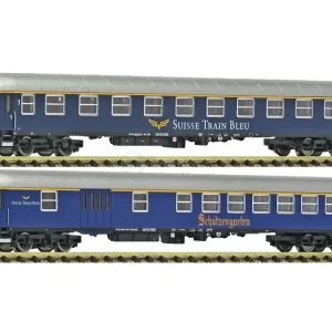 Akční nabídka | N - Set 2 rychlíkových vozů, Suisse Train Bleu, VI / Fleischmanm 6260083